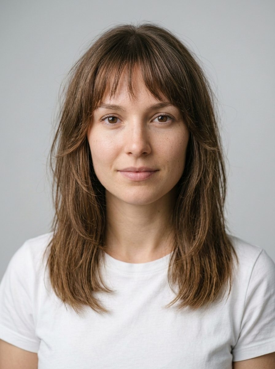 Bottleneck Bangs hairstyle style